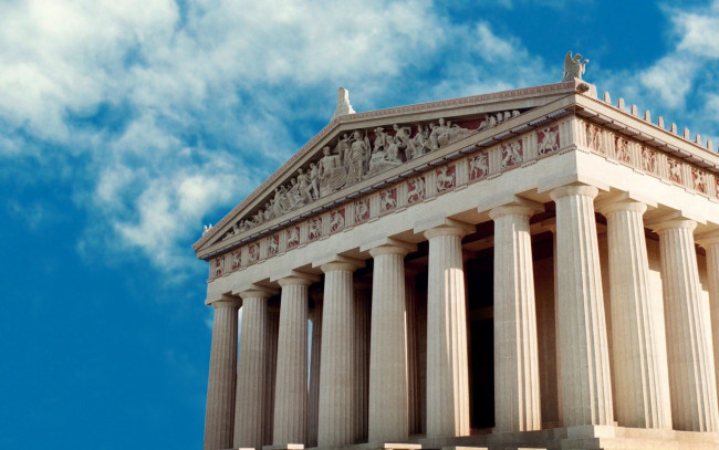 Обои картинки фото города, афины , греция, афины, здание, колонны, статуи, скульптуры, парфенон