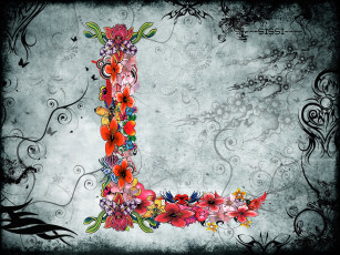 Картинка векторная+графика другое+ other буква фон цветы