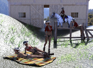 Картинка 3д+графика люди+ people девушки взгляд фон