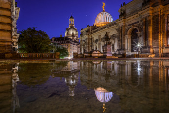 Картинка дрезден города -+улицы +площади +набережные памятник отражение вода