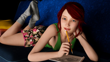 Картинка 3д+графика люди+ people фон взгляд девушка