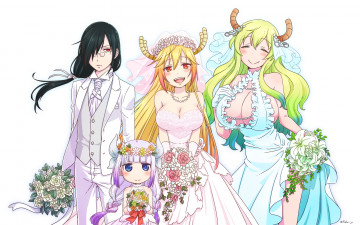 обоя аниме, kobayashi-san chi no maid dragon, kobayashi-san, chi, no, maid, dragon