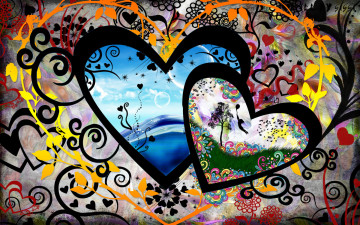 Картинка векторная+графика сердечки+ hearts фон сердечки