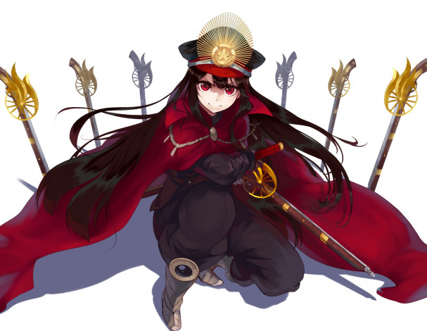 Обои картинки фото аниме, fate, stay night, девушка, взгляд, фон