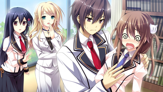 Обои картинки фото аниме, mote sugite shuraba na ore, девушки, парень