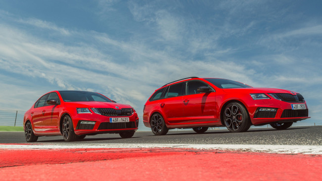 Обои картинки фото skoda octavia rs-245 and rs-245 combi 2018, автомобили, skoda, octavia, 2018, combi, rs-245