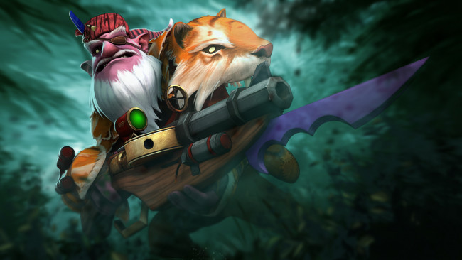 Обои картинки фото видео игры, dota 2, оружие, фон, мужчина, тигр, пират