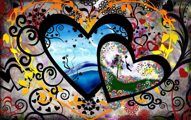 Обои картинки фото векторная графика, сердечки , hearts, фон, сердечки