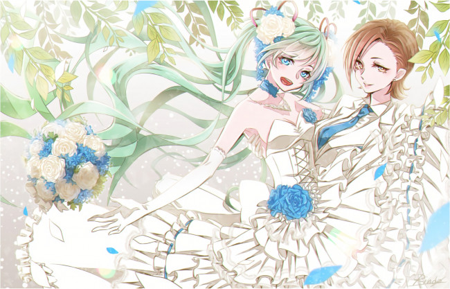 Обои картинки фото аниме, vocaloid, meiko, hatsune, miku