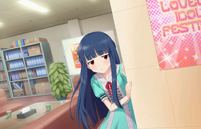 Обои картинки фото аниме, idolm@ster, девушка, взгляд, фон