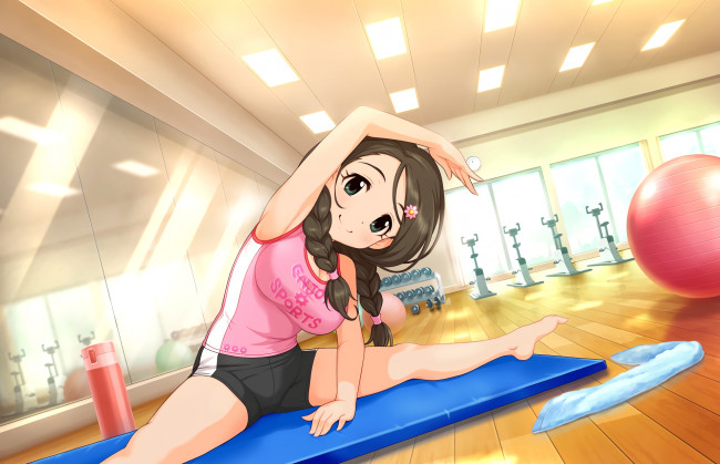 Обои картинки фото аниме, idolm@ster, фон, взгляд, девушка