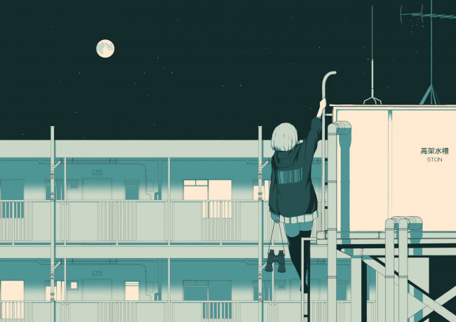 Обои картинки фото аниме, город,  улицы,  здания, komaccho