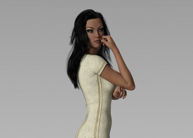 Обои картинки фото 3д графика, люди , people, девушка, взгляд, фон