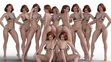 Картинка 3д+графика люди+ people девушки взгляд фон