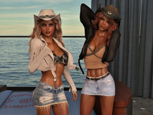 Обои картинки фото 3д графика, люди , people, девушки, взгляд, фон