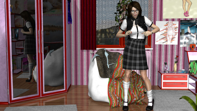 Обои картинки фото 3д графика, люди , people, девушка, взгляд, фон