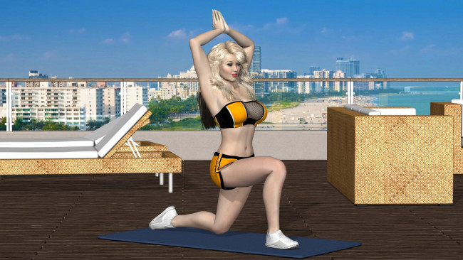 Обои картинки фото 3д графика, спорт , sport, девушка, взгляд, фон