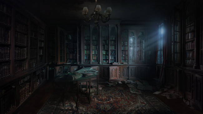 Обои картинки фото разное, развалины,  руины,  металлолом, библиотека, library, concept, andrii, shafetov, комната