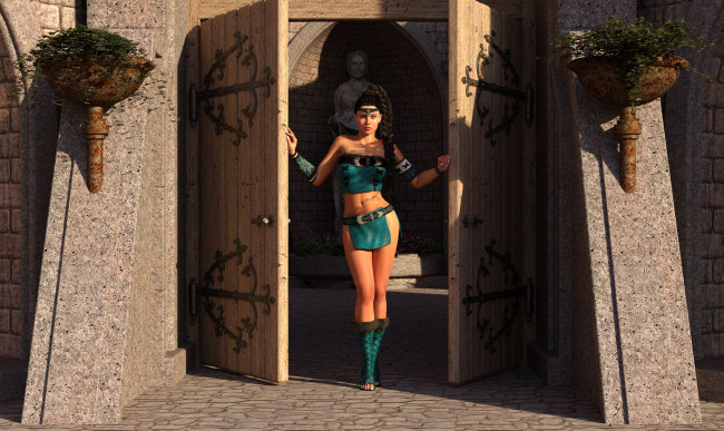 Обои картинки фото 3д графика, люди , people, девушка, взгляд, фон