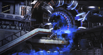 Картинка фэнтези иные+миры +иные+времена станция телепорт молнии дым