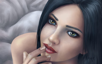 Картинка рисованное люди брюнетка