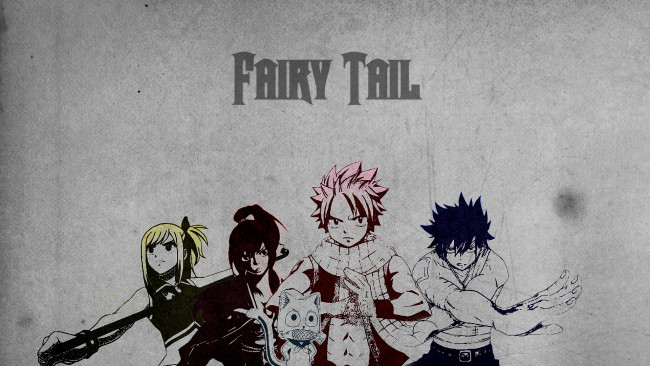 Обои картинки фото аниме, fairy tail, lucy, happy, gray, erza, slayers, natsu, волшебник, dragneel, маг, чародей