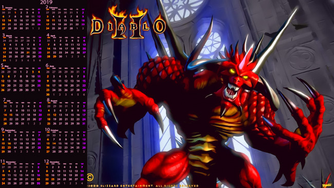 Обои картинки фото календари, видеоигры, calendar, 2019, существо, монстр