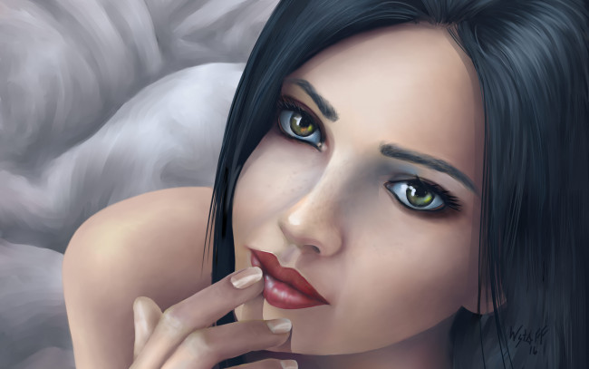 Обои картинки фото рисованное, люди, брюнетка