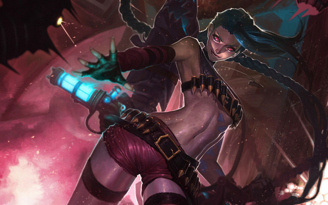 Обои картинки фото видео игры, league of legends, патроны, косы, девушка