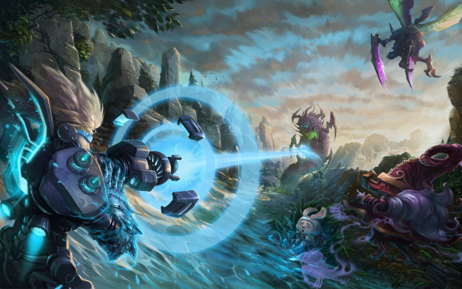 Обои картинки фото видео игры, league of legends, скалы, магия, существа