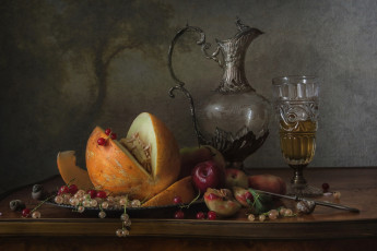 Картинка еда натюрморт дыня вино смородина