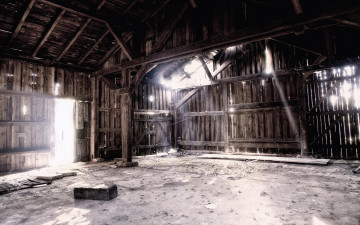 Картинка разное развалины +руины +металлолом сарай свет