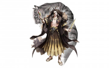 Картинка аниме животные +существа мужчина тигр кубок кинжал