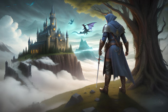 Картинка фэнтези замки нейросети графика нейроарт ai art нейронные сети рисунки нейро искусство