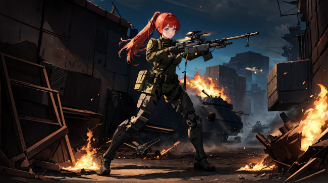 Обои картинки фото аниме, оружие,  техника,  технологии, нейросети, графика, нейроарт, ai, art, нейронные, сети, рисунки, нейро, искусство