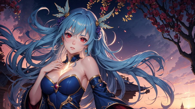 Обои картинки фото аниме, пейзажи,  природа, нейросети, графика, нейроарт, ai, art, нейронные, сети, рисунки, нейро, искусство, девушка