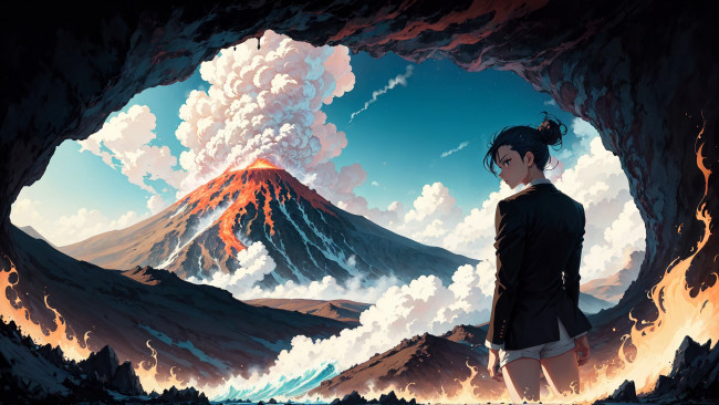 Обои картинки фото аниме, пейзажи,  природа, нейросети, графика, нейроарт, ai, art, нейронные, сети, рисунки, нейро, искусство, девушка