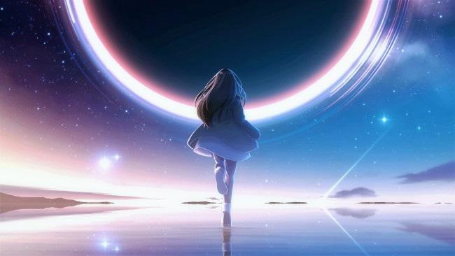 Обои картинки фото аниме, unknown,  другое , девочка, космос