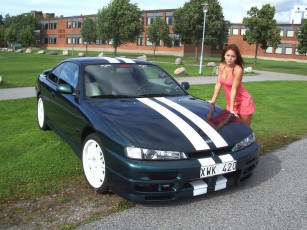 Картинка nissan 200sx s14a 2000 автомобили авто девушками