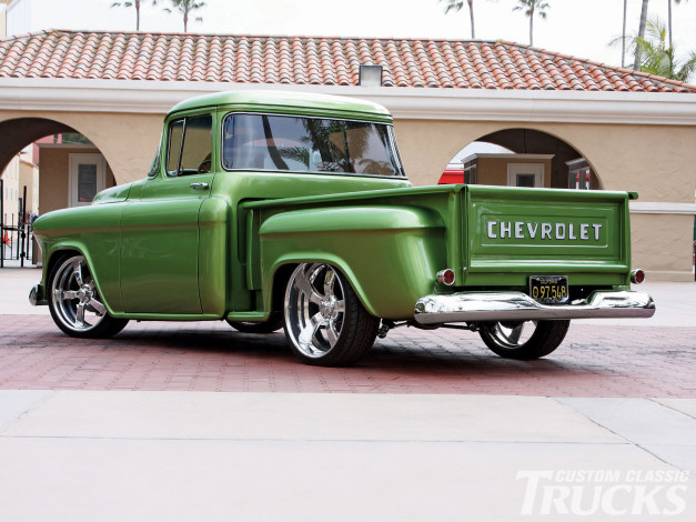 Обои картинки фото 1956, chevrolet, truck, автомобили, custom, pick, up