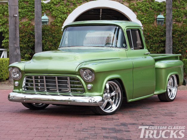 Обои картинки фото 1956, chevrolet, truck, автомобили, custom, pick, up