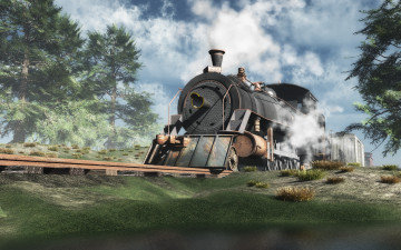 Картинка the kingston flyer техника другое деревья рельсы паровоз