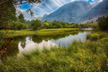 Картинка природа реки озера лес река горы облака