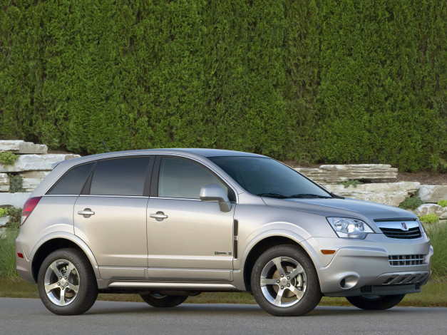 Обои картинки фото автомобили, saturn, green, hybrid, line, vue