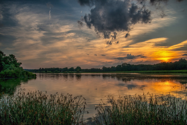 Обои картинки фото природа, восходы, закаты, река, лес