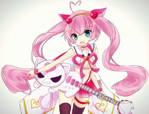 Картинка show+by+rock аниме музыка гитара белый фон девочка сердечки кошка арт mareta mochi show by rock