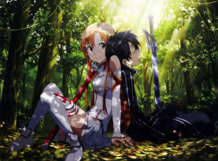 Картинка аниме sword+art+online меч sword art online кирито асуна yuuki asuna adachi shingo kirigaya kazuto эльфы оружие