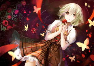 Картинка аниме touhou elise piclic цветы вода маки kazami yuuka девочка арт