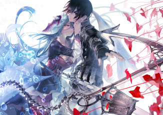 Картинка аниме unknown +другое aikawa kanami lastiara whoseyards ukai saki якорь isekai meikyuu no saishinbu wo mezasou фонарь девушка парень листья вода арт