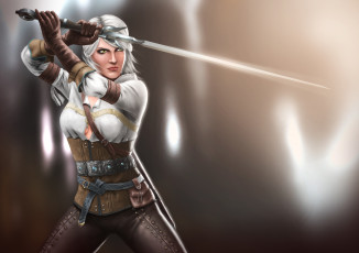 Картинка видео+игры the+witcher+3 +wild+hunt арт the witcher 3 wild hunt ведьмак дикая охота меч девушка